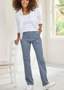 Trousers>Cotton Traders Pale Blue Everyday Straight Leg Trousers