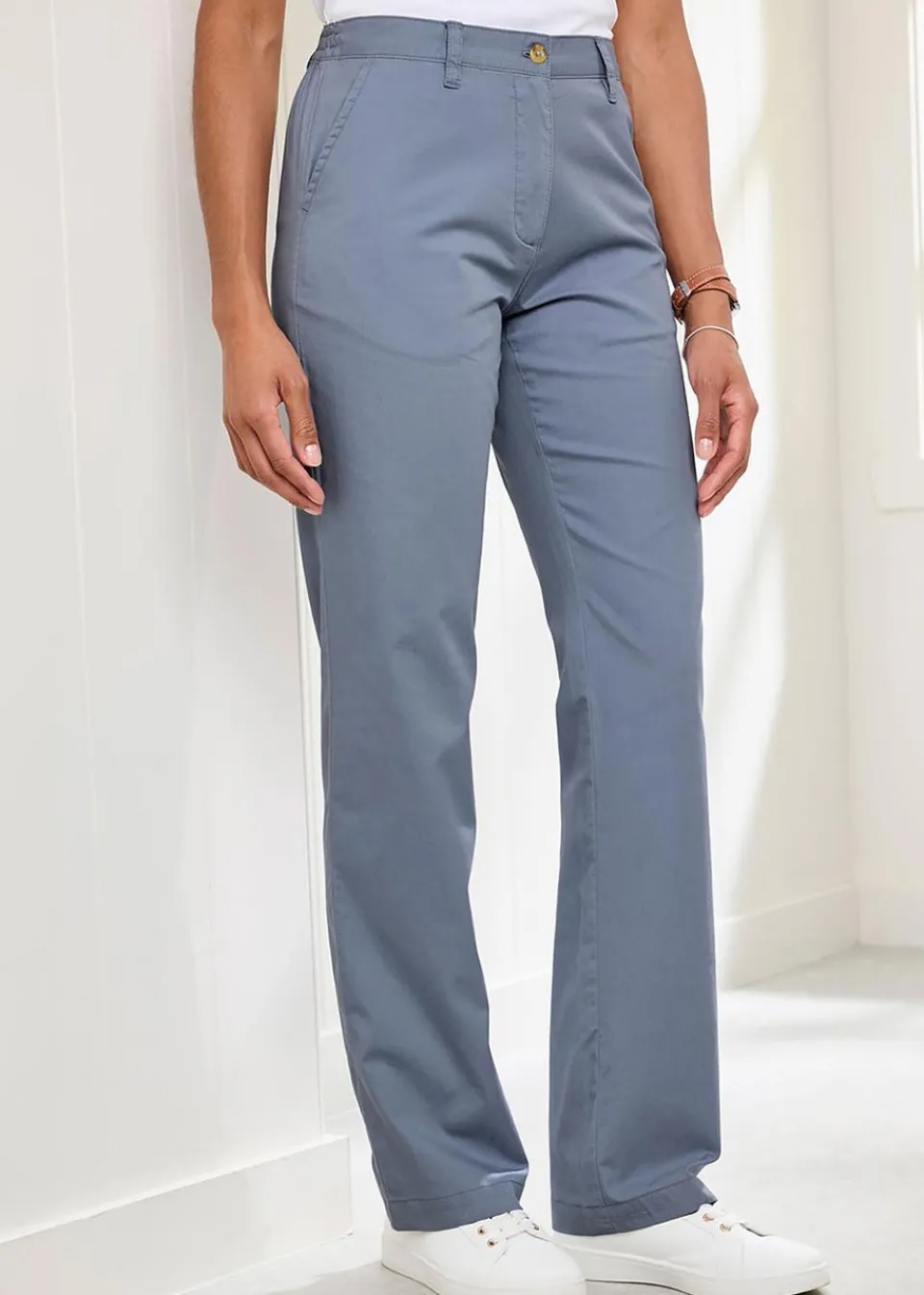 Trousers>Cotton Traders Pale Blue Everyday Straight Leg Trousers