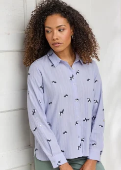 Tops>Cotton Traders Pale Lilac Embroidered Shirt