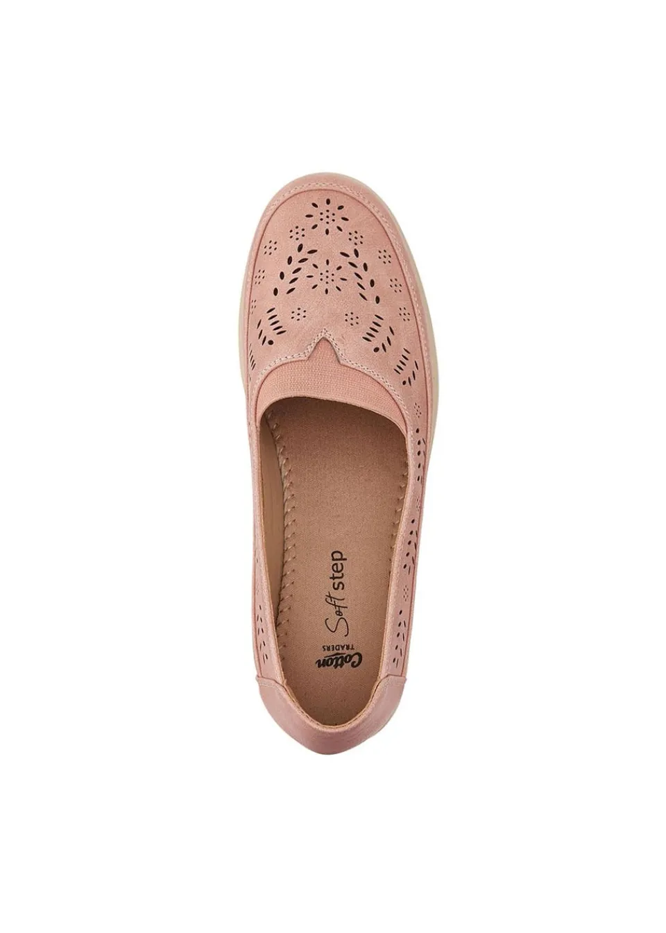 Footwear>Cotton Traders Pale Pink Soft Step Elasticated Slip On Shoes