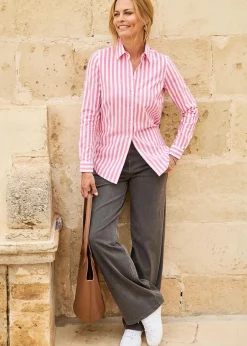Tops>Cotton Traders Red Stripe Oxford Shirt
