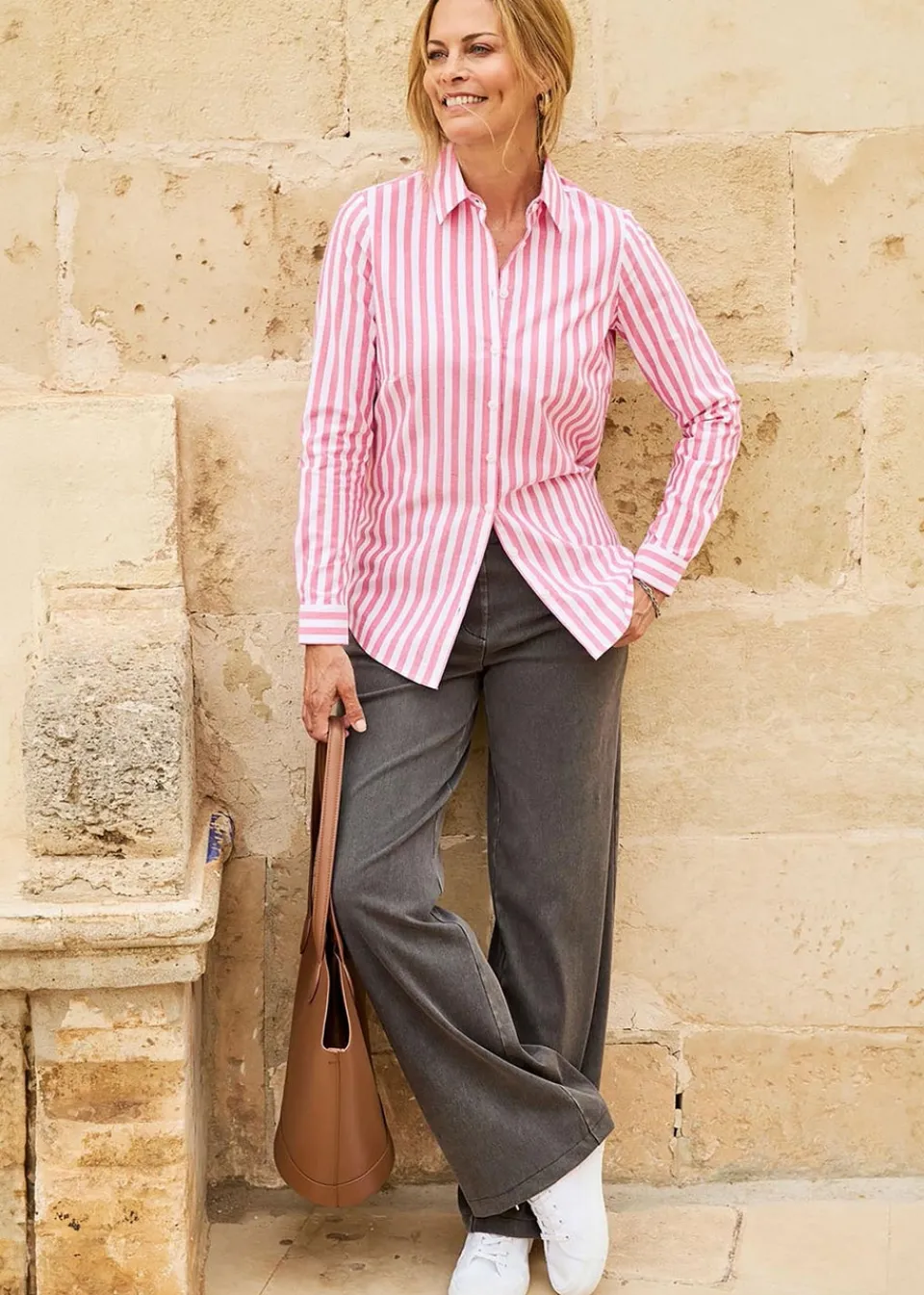 Tops>Cotton Traders Red Stripe Oxford Shirt