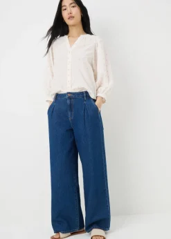 Tops>Papaya Cream Dobby Embellished Blouse