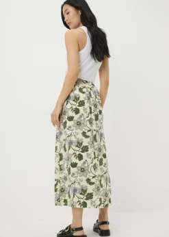 Skirts> Cream Floral Flared Midaxi Skirt