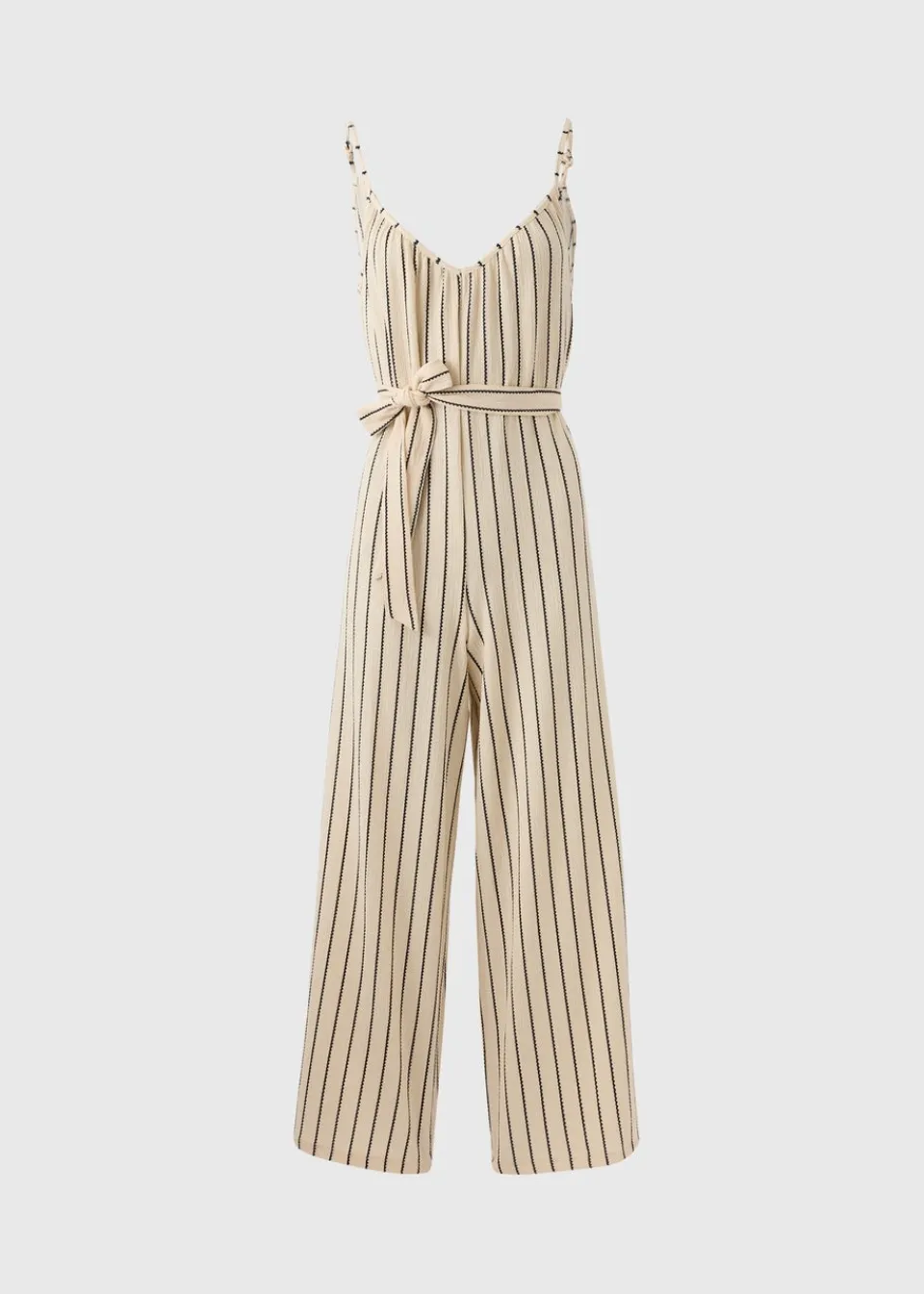 Jumpsuits & Playsuits>Papaya Stripe Wide Leg Jersey Jumpsuit Cream