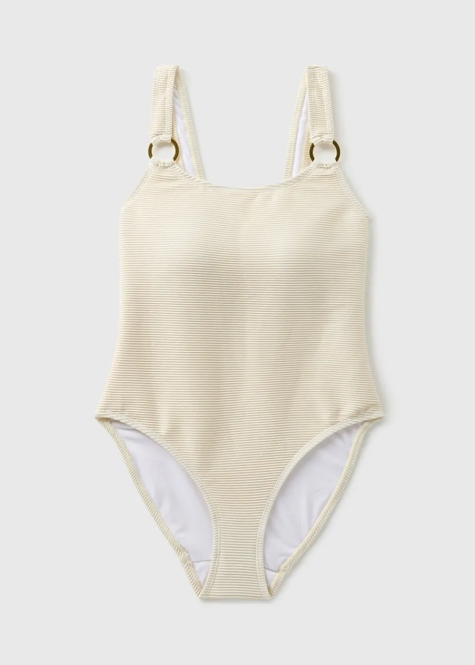 Swimwear>Papaya Holiday Cream Textured Sparkle Swimsuit