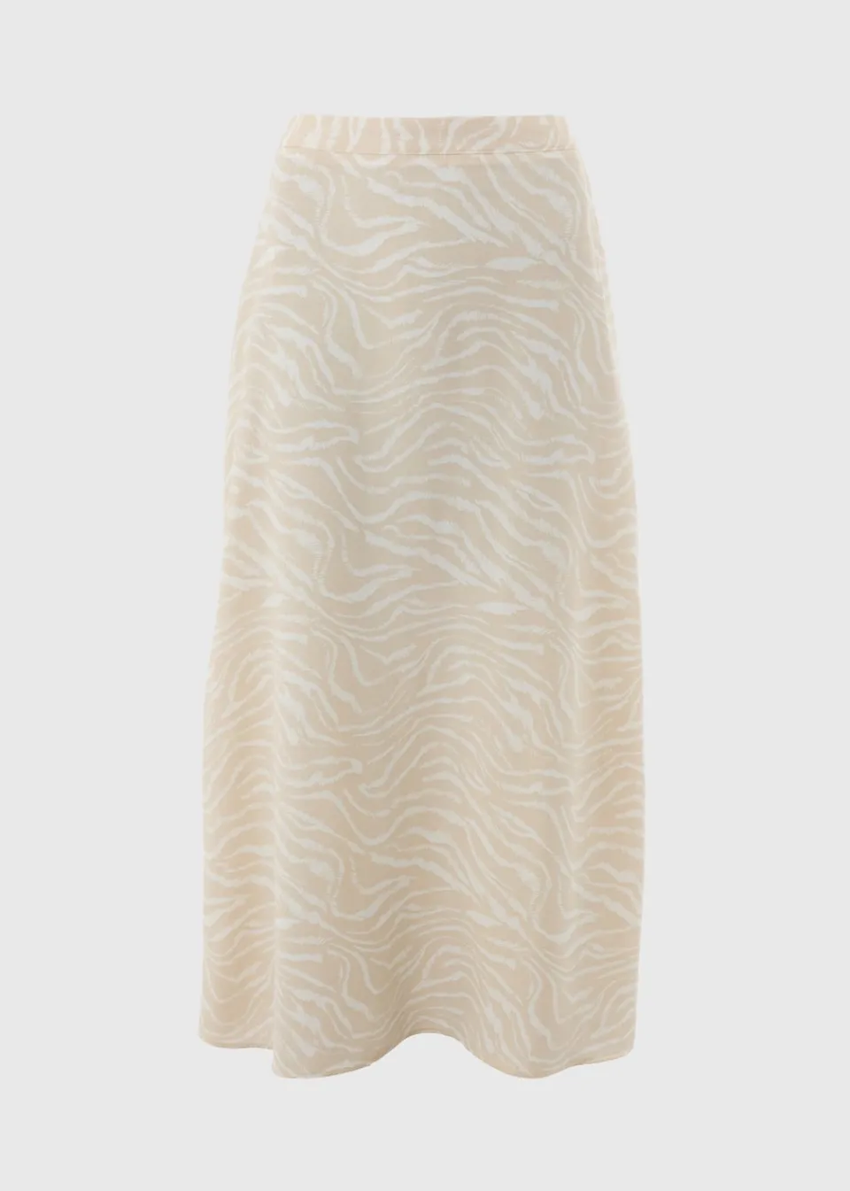 Skirts> Cream Zebra Print Flared Hem Midaxi Skirt
