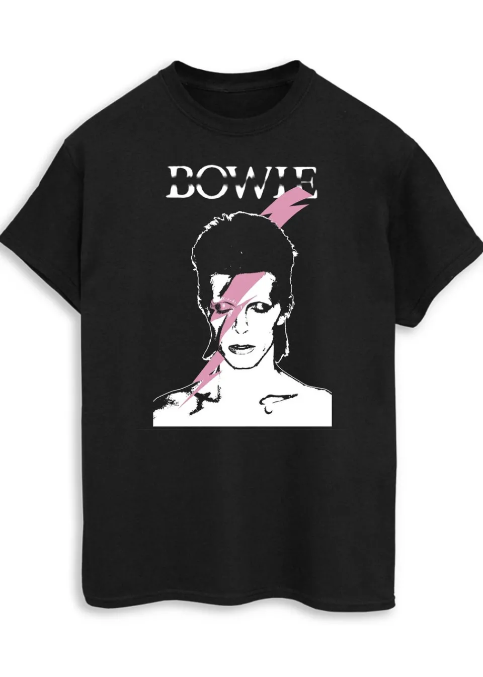 T-Shirts>David Bowie Pink Flash Women Black Printed Boyfriend Fit Music T-Shirt
