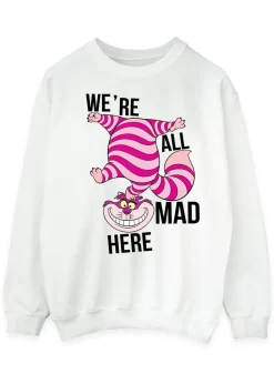 Loungewear>Disney Alice In Wonderland All Mad Here White Sweatshirt