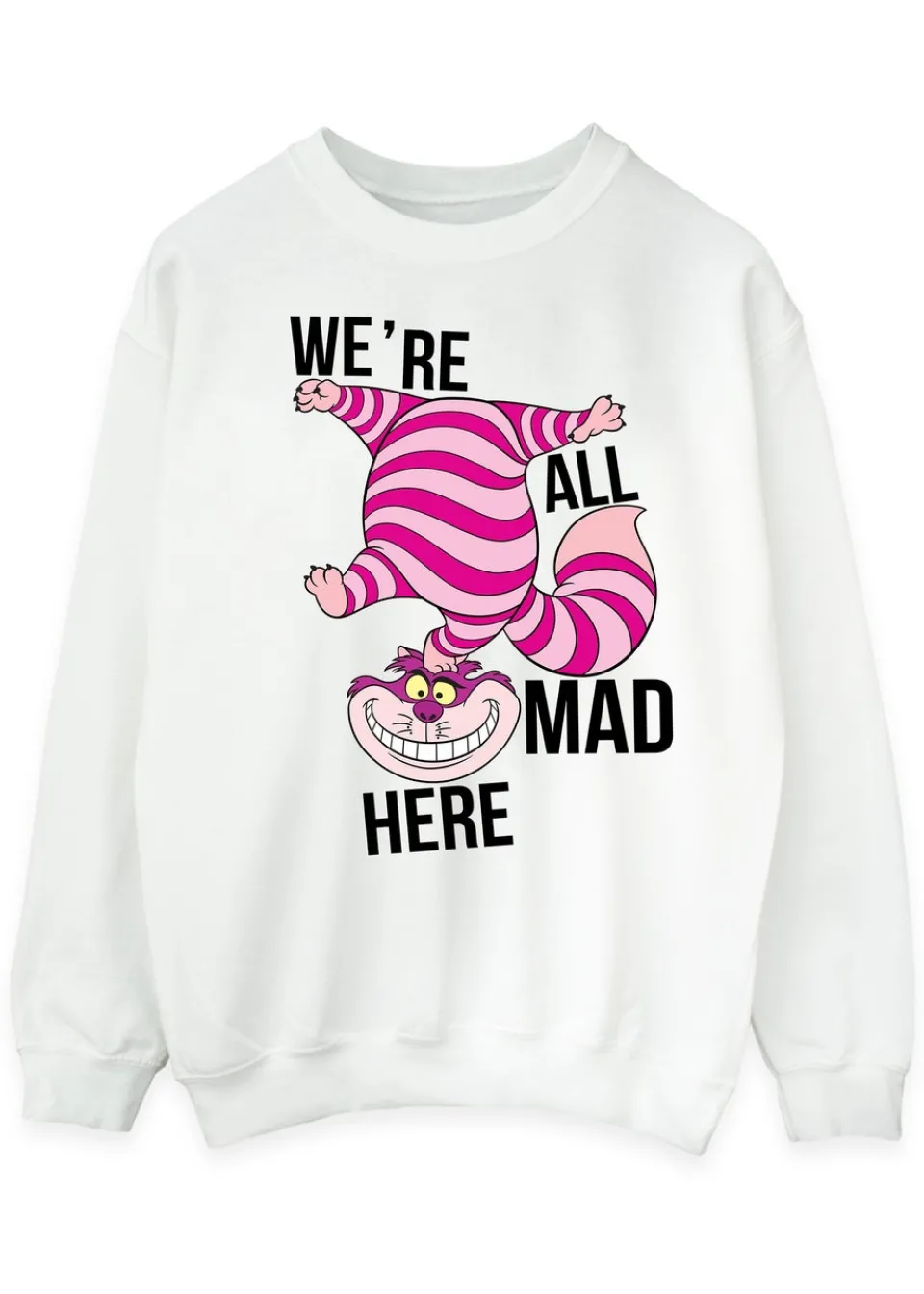 Loungewear>Disney Alice In Wonderland All Mad Here White Sweatshirt