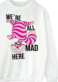Loungewear>Disney Alice In Wonderland All Mad Here White Sweatshirt