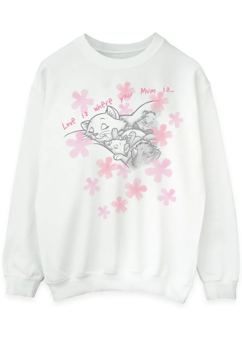 Tops>Disney Aristocats Love Is Where Mum Is White Sweatshirt