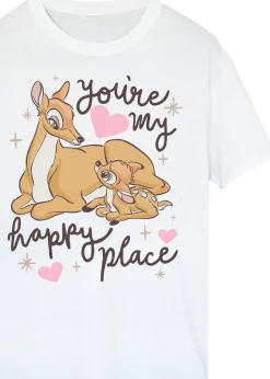 T-Shirts>Disney Bambi You're My Happy Place White Boyfriend Fit T-Shirt