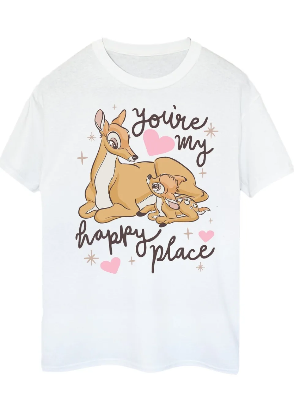 T-Shirts>Disney Bambi You're My Happy Place White Boyfriend Fit T-Shirt