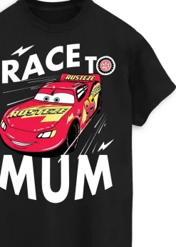 T-Shirts>Disney Cars Race To Mum Black Boyfriend Fit T-Shirt