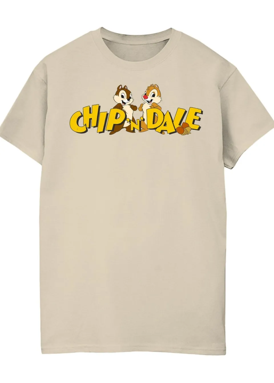 T-Shirts>Disney Chip N Dale Character Logo Sand Boyfriend Fit Graphic T-Shirt
