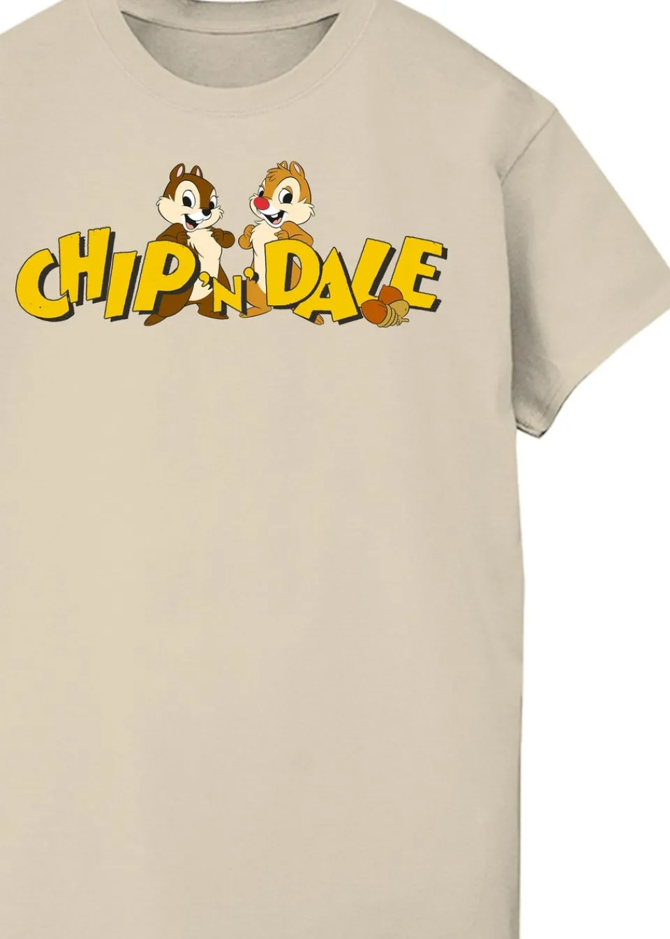 T-Shirts>Disney Chip N Dale Character Logo Sand Boyfriend Fit Graphic T-Shirt