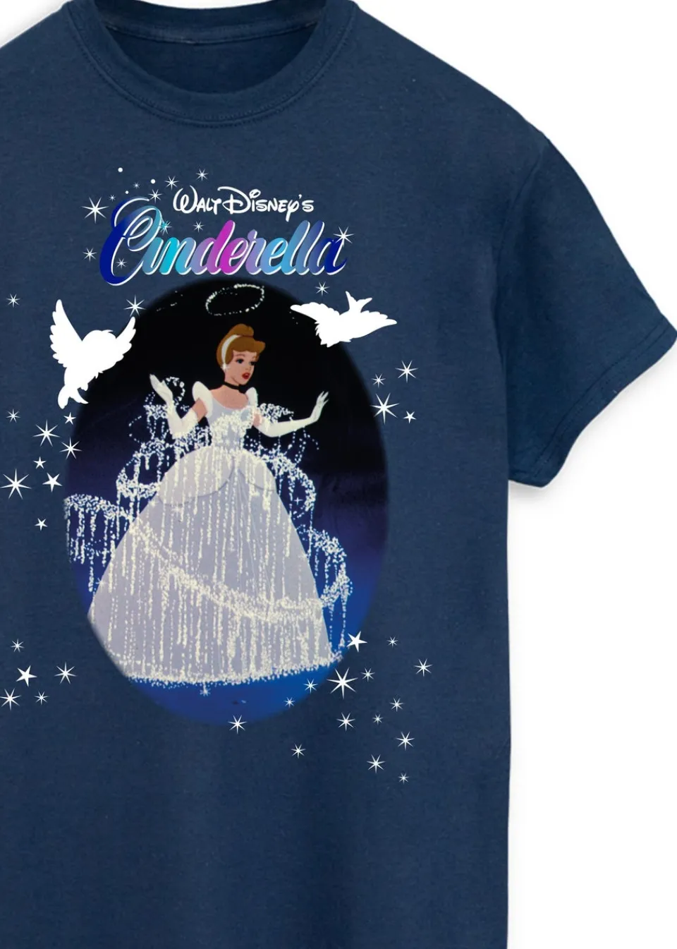 T-Shirts>Disney Cinderella Sparkle Navy Boyfriend Fit T-Shirt