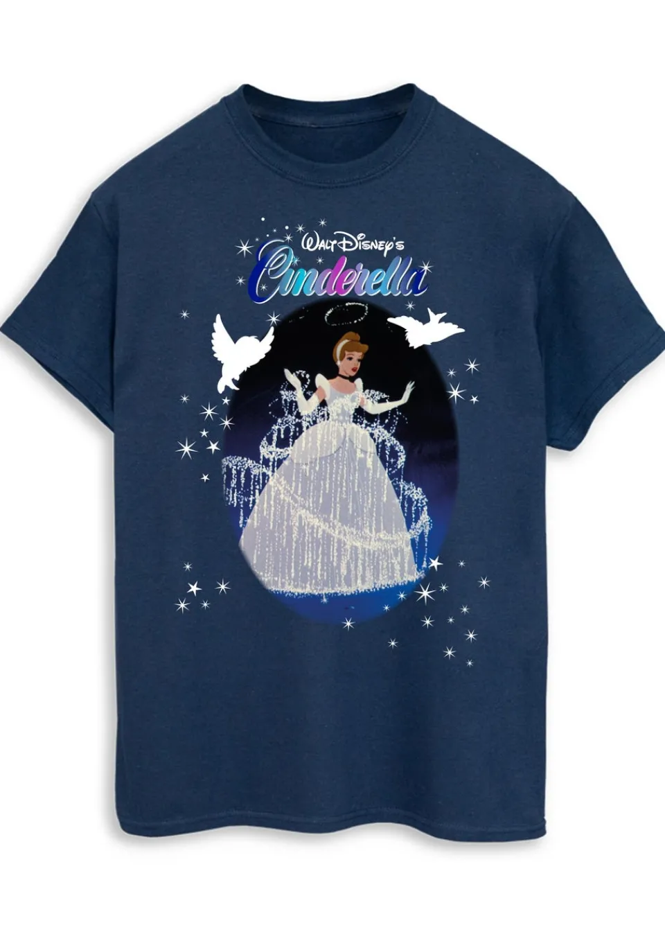 T-Shirts>Disney Cinderella Sparkle Navy Boyfriend Fit T-Shirt