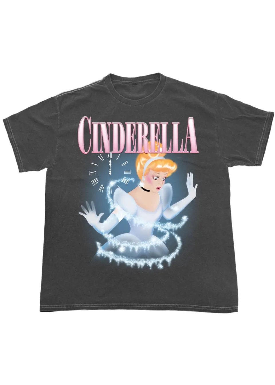 T-Shirts>Disney Cinderella Transformation Charcoal Washed Boyfriend Fit T-Shirt