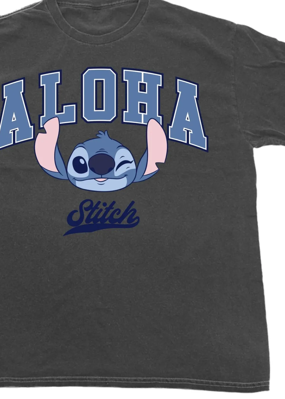T-Shirts>Disney Lilo & Stitch Aloha Charcoal Washed Boyfriend Fit T-Shirt