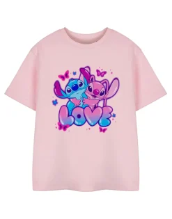 T-Shirts>Disney Lilo & Stitch Love Girls Pink T-Shirt (3-14 Years)