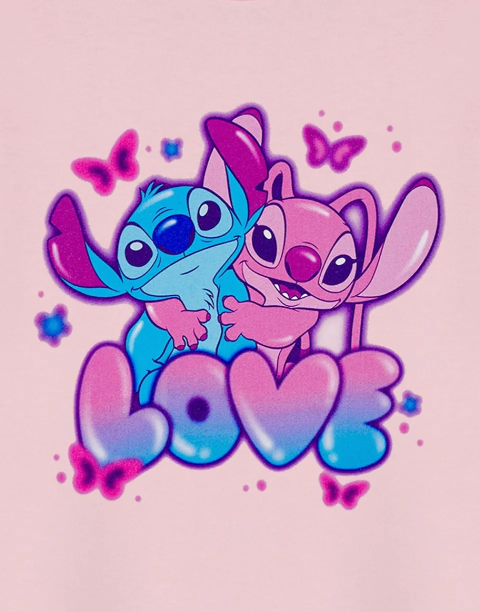T-Shirts>Disney Lilo & Stitch Love Girls Pink T-Shirt (3-14 Years)
