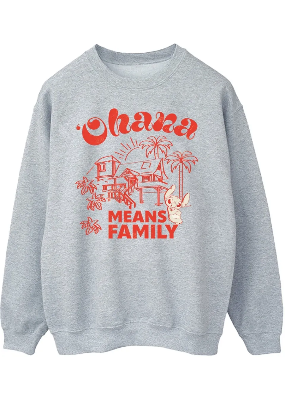 Tops>Disney Lilo & Stitch Ohana Means Family Heather Grey Sweatshirt