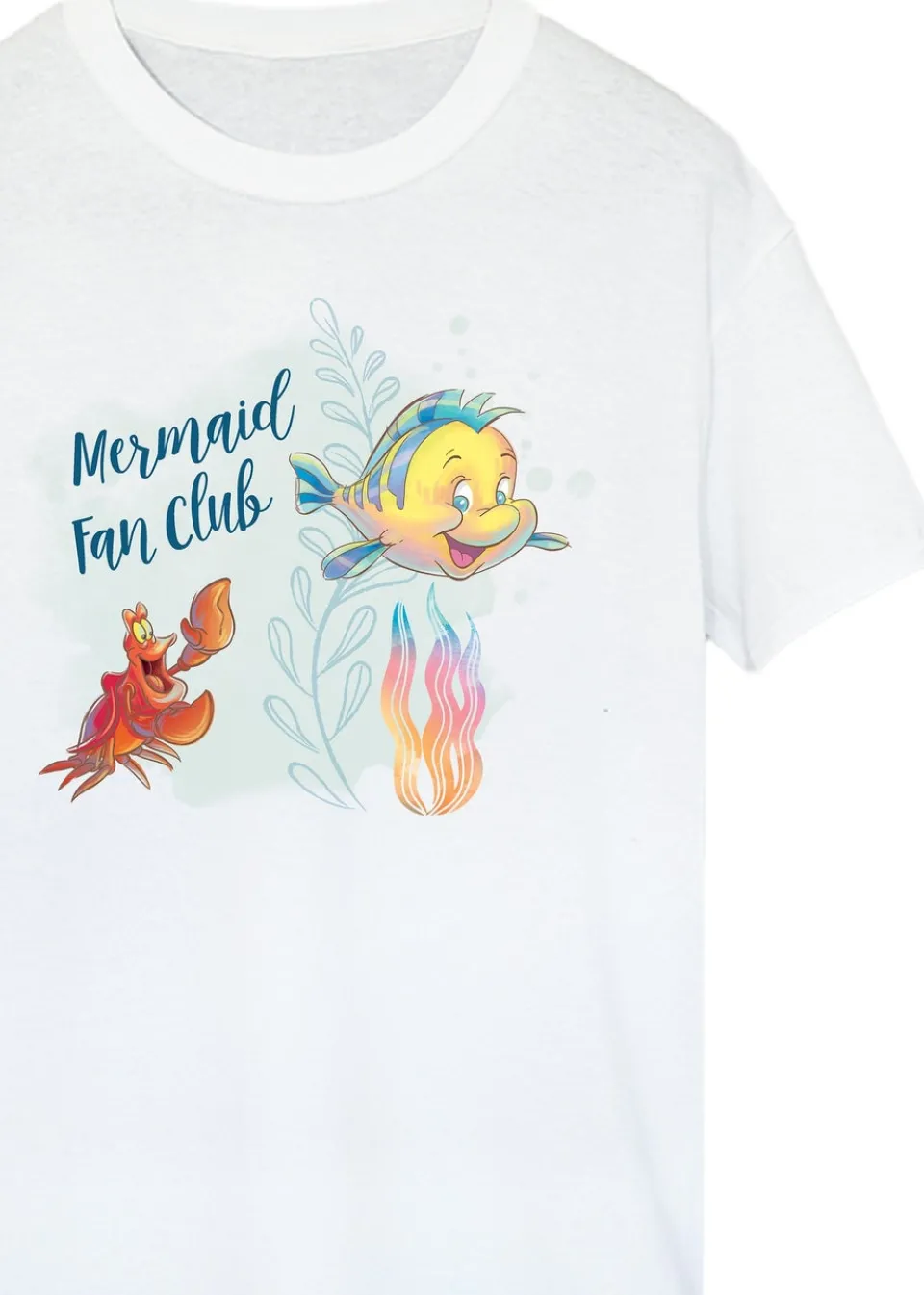 T-Shirts>Disney Little Mermaid Club White Printed Boyfriend Fit T-Shirt