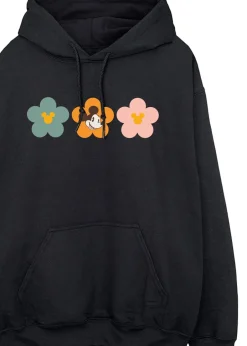 Tops>Disney Mickey Mouse Flowers Black Printed Hoodie