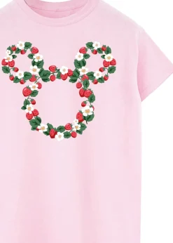 T-Shirts>Disney Mickey Mouse Strawberry Head Light Pink Boyfriend Fit Graphic T-Shirt