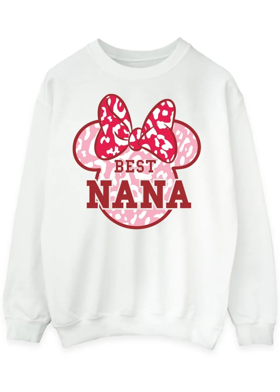 Loungewear>Disney Minnie Mouse Best Nana Leopard White Sweatshirt