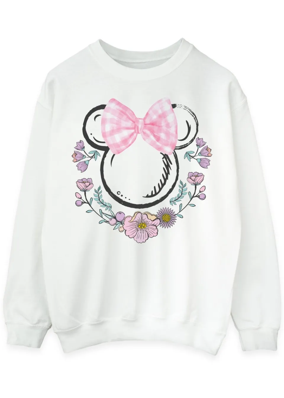 Loungewear>Disney Minnie Mouse Flowers Logo White Sweatshirt