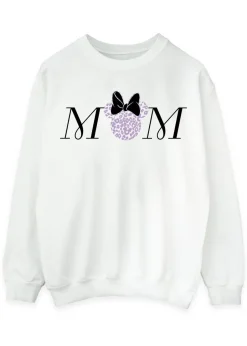 Tops>Disney Minnie Mouse Mum Leopard White Sweatshirt