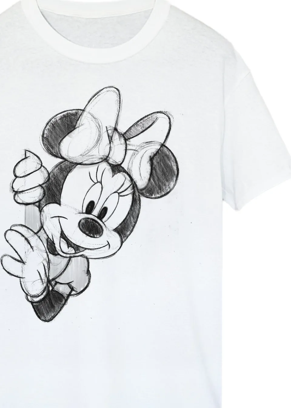 T-Shirts>Disney Minnie Mouse Sketch White Boyfriend Fit T Shirt