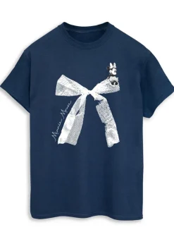 T-Shirts>Disney Navy Minnie Mouse Bow Boyfriend Fit T-Shirt