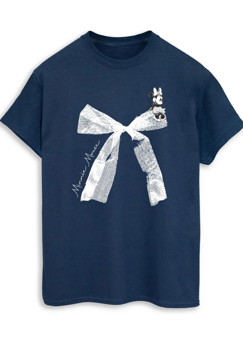 T-Shirts>Disney Navy Minnie Mouse Bow Boyfriend Fit T-Shirt