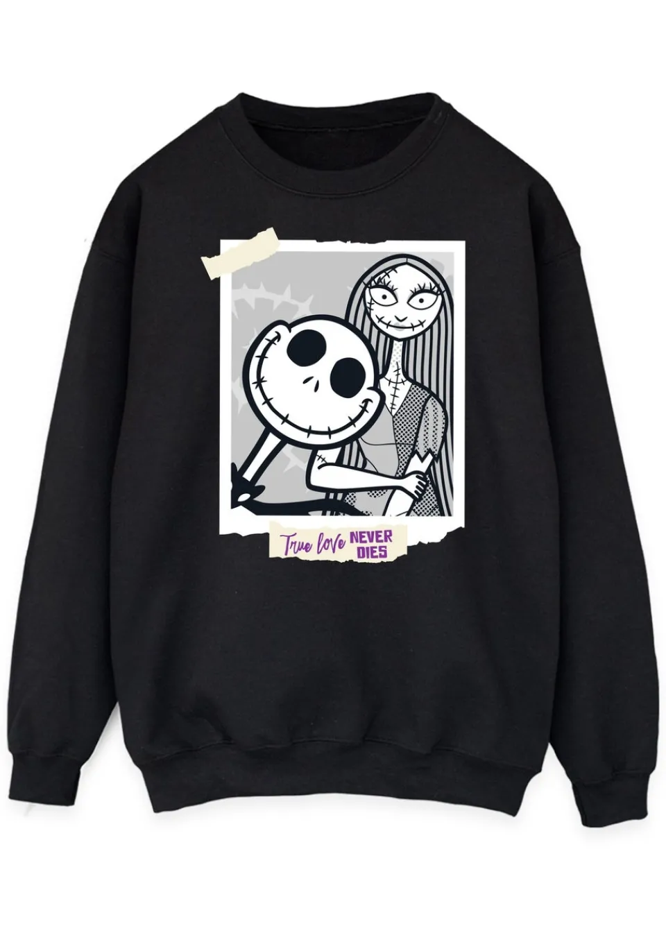 Loungewear>Disney Nightmare Before Christmas Polaroid Adult Black Sweatshirt