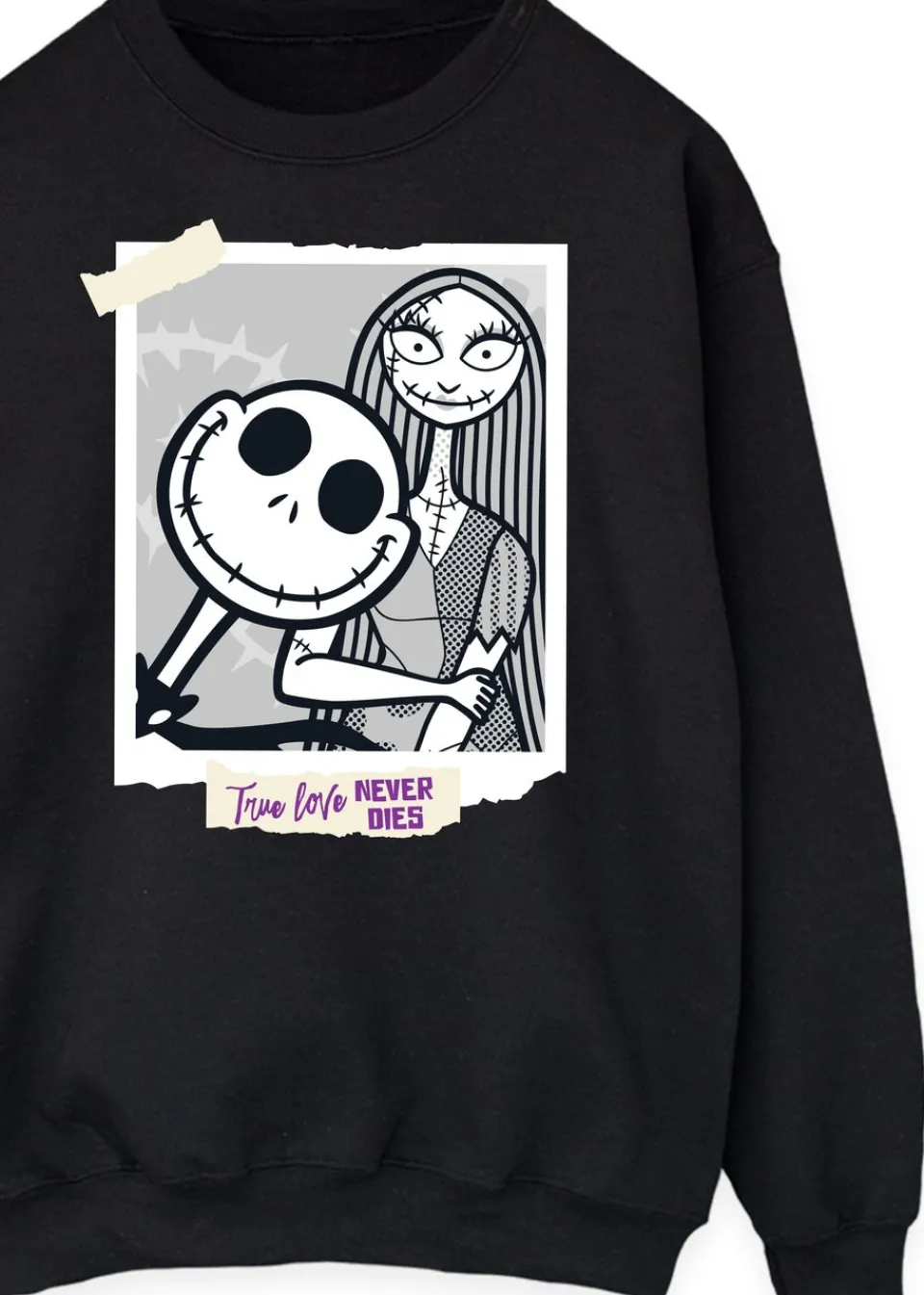 Loungewear>Disney Nightmare Before Christmas Polaroid Adult Black Sweatshirt