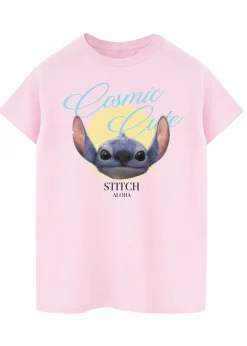 T-Shirts>Disney Stitch Cosmic Cute Pink Boyfriend Fit T Shirt