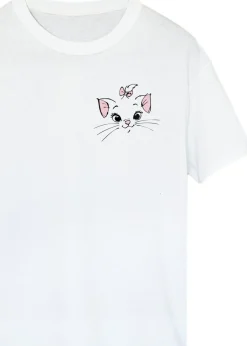 T-Shirts>Disney The Aristocats Marie Face White Printed Boyfriend Fit T-Shirt