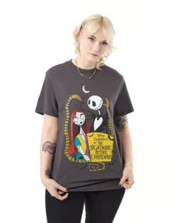 T-Shirts>Disney The Nightmare Before Christmas Jack & Sally Charcoal Short Sleeved T-Shirt
