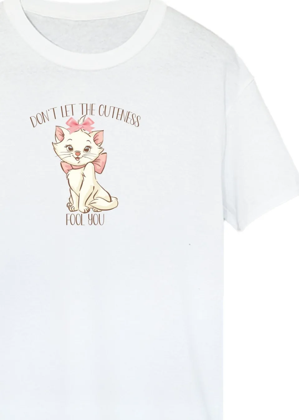 T-Shirts>Disney White The Aristocats Marie Cuteness Boyfriend Fit T-Shirt