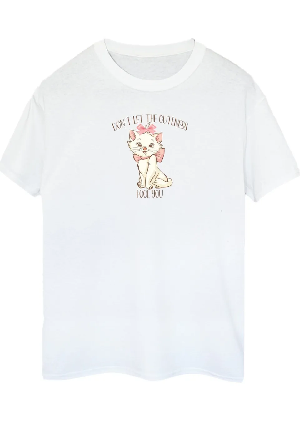 T-Shirts>Disney White The Aristocats Marie Cuteness Boyfriend Fit T-Shirt