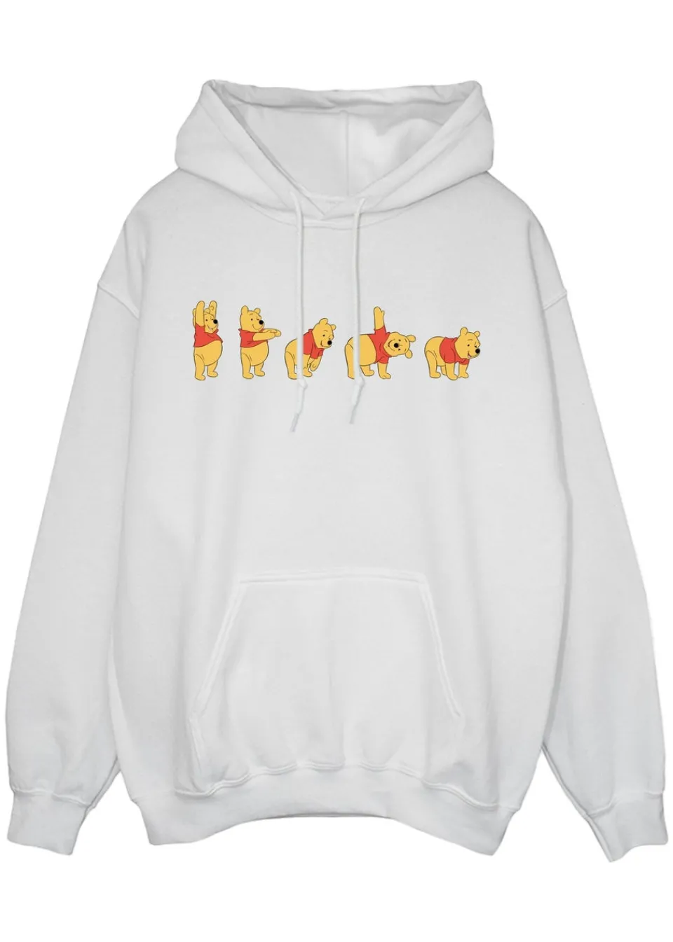 Tops>Disney Winnie The Pooh Stretching White Printed Hoodie