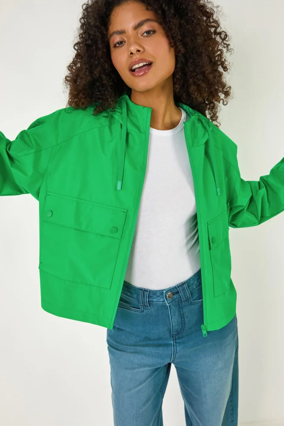 Coats & Jackets>Roman Dusk Green Hooded Raincoat