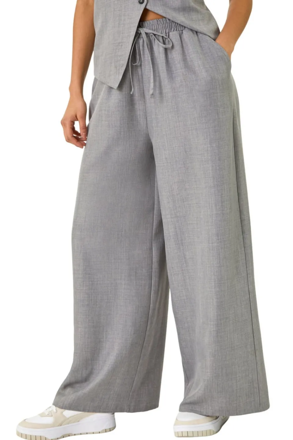 Trousers>Roman Dusk Grey Dusk Elasticated Waist Wide Leg Trouser