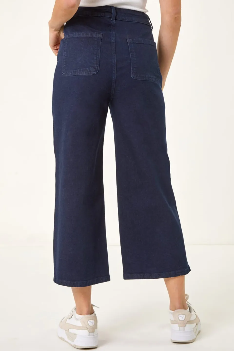 Jeans & Jeggings>Roman Dusk Indigo Dusk Denim Pocket Detail Wide Leg Culotte