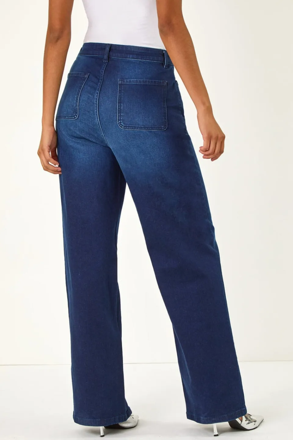 Jeans & Jeggings>Roman Dusk Indigo Dusk Denim Stretch Wide Leg Jeans