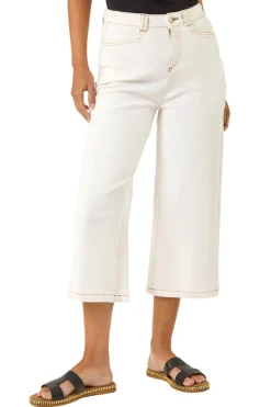 Trousers>Roman Dusk Ivory Dusk High Waist Pocket Detail Culottes